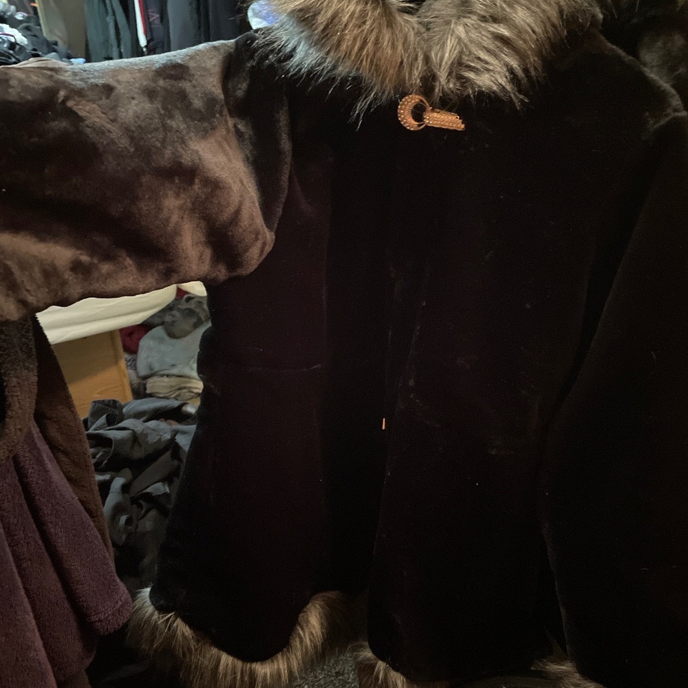 Black faux fur coat